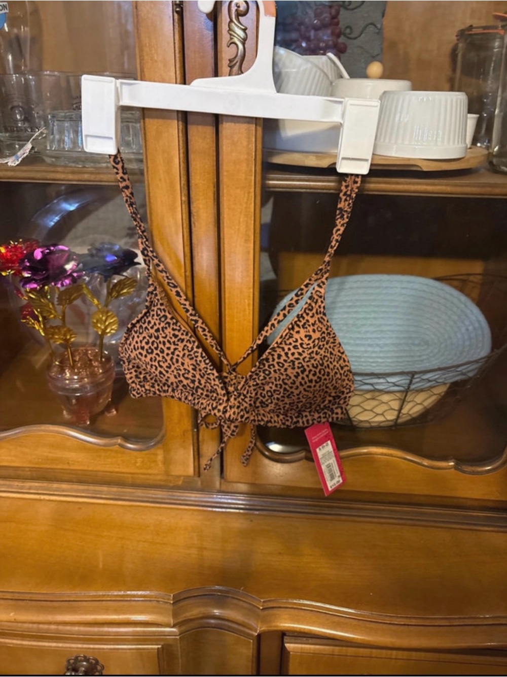 Leopard Print Tie-Back Bikini Top
